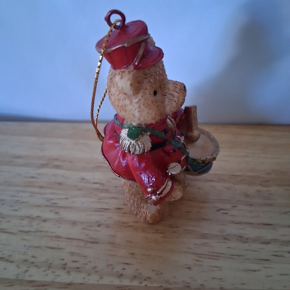 Red and Blue Drummer Bear Ornament - Picture 4 of 6